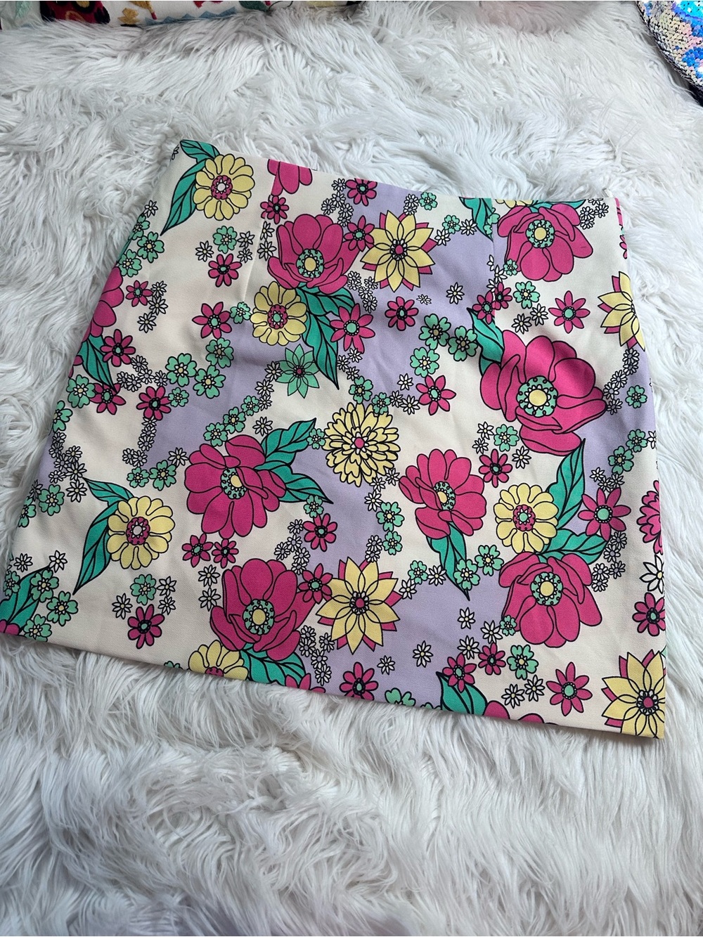 Zara • Pastel Colorful Only One Floral Tulip Hem Mini Skirt - Picture 9 of 11